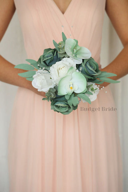 Sage Green and White Premium Wedding Bouquet- $65.00|Emery