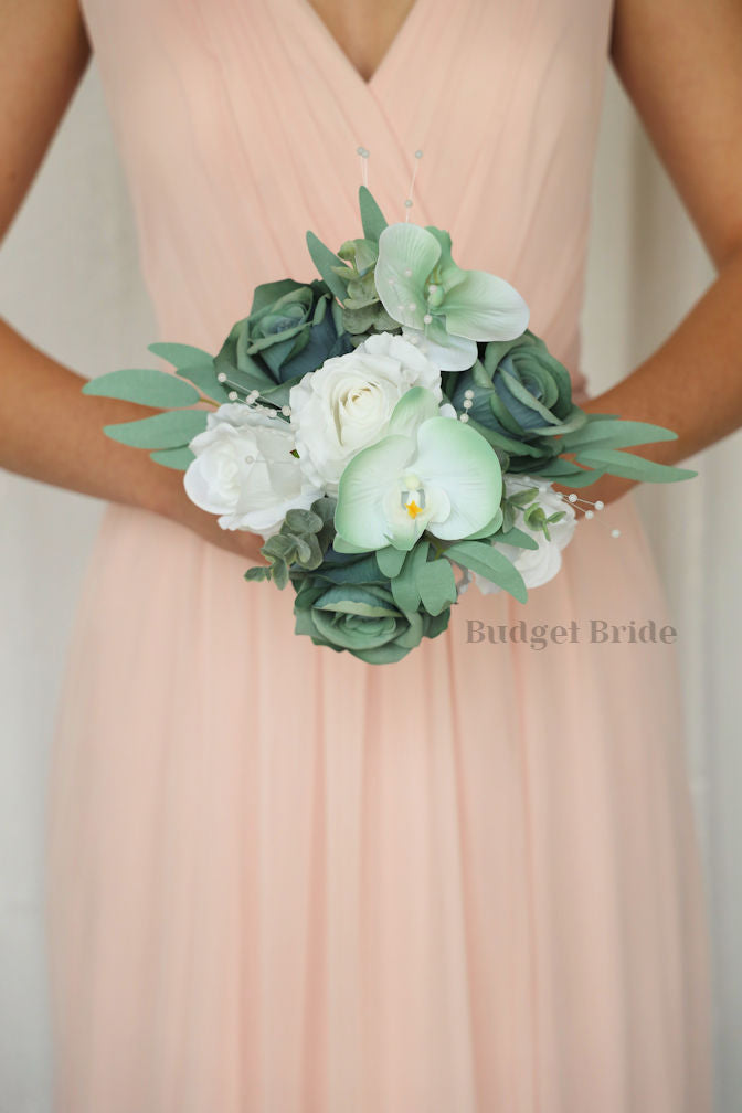 Sage Green and White Premium Wedding Bouquet- $65.00|Emery