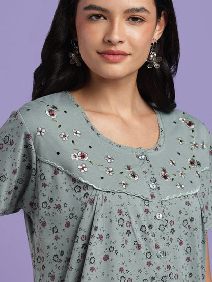 Sage vine cotton blend nightwear for women online