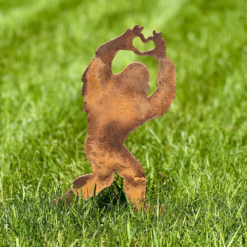 Sasquatch Bigfoot with Heart Hands Garden Art