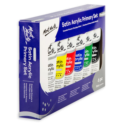 Satin Acrylic Primary Set 6 x 75ml (2.5 US fl.oz)