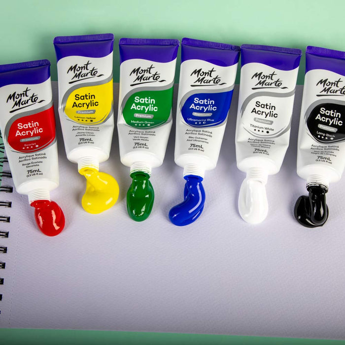 Satin Acrylic Primary Set 6 x 75ml (2.5 US fl.oz)