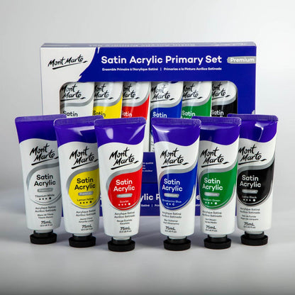 Satin Acrylic Primary Set 6 x 75ml (2.5 US fl.oz)