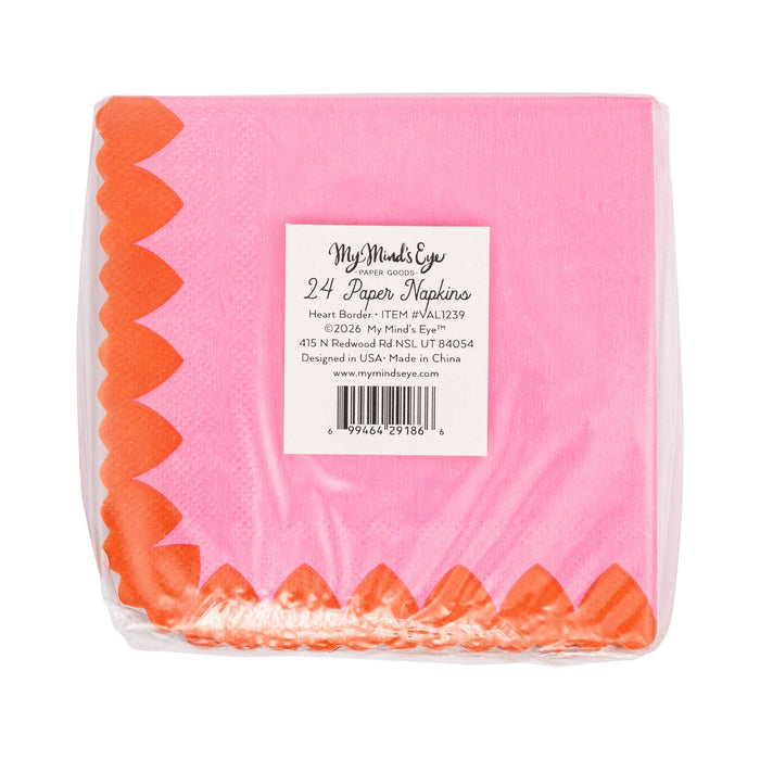 Scalloped Heart Border Cocktail Napkin