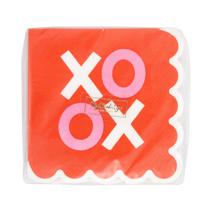 Scalloped XOXO Cocktail Napkin