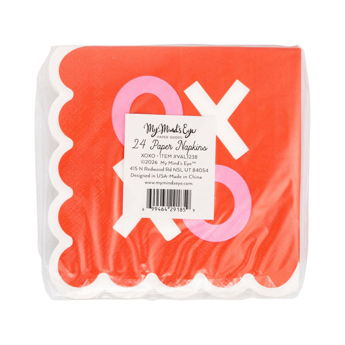 Scalloped XOXO Cocktail Napkin