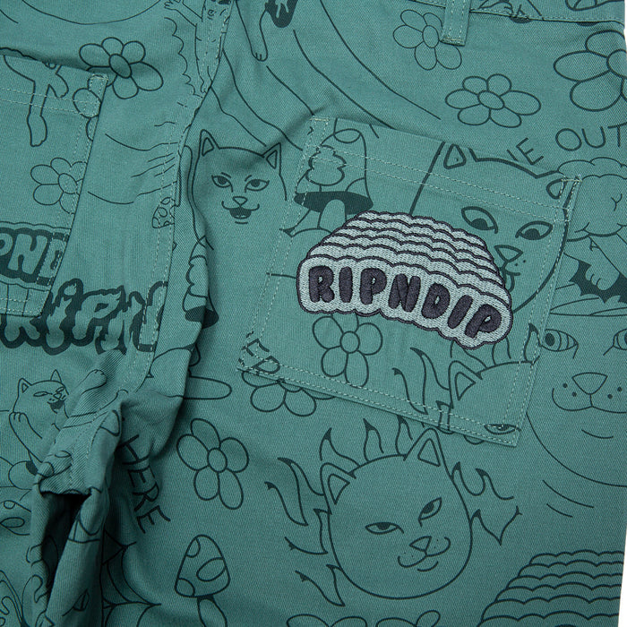 RIPNDIP Scribble Cotton Twill Pants (Forest Green)