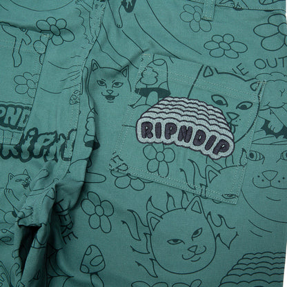 RIPNDIP Scribble Cotton Twill Pants (Forest Green)