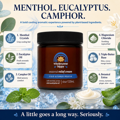 Seasonal Relief Cream | Menthol + Eucalyptus Cooling Cream | 4oz
