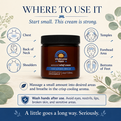 Seasonal Relief Cream | Menthol + Eucalyptus Cooling Cream | 4oz