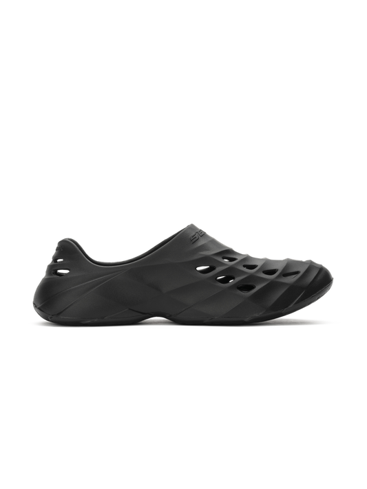 Side view of Selkirk Sport Renew Pickleball Recovery Shoe showing black molded EVA slip on with ventilation cutouts