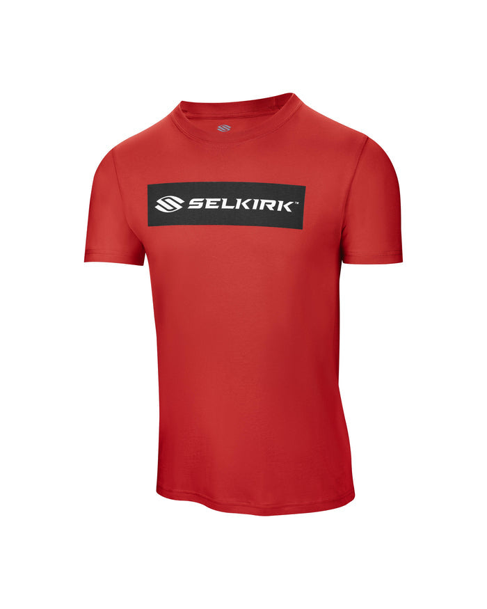 Red Selkirk Sport Sideline Soft Cotton Short Sleeve Tee with logo