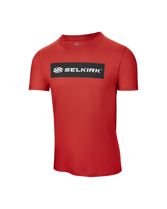 Red Selkirk Sport Sideline Soft Cotton Short Sleeve Tee with logo