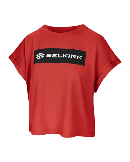 Red boxy tee shirt with black logo reading 'Pickleball'