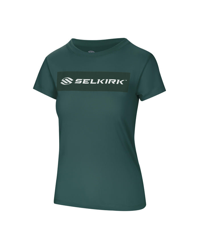 Green Selkirk Sport Women's Sideline Soft Cotton Short Sleeve Tee with logo