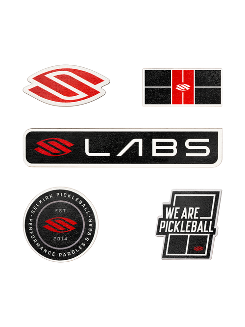 Selkirk magnet set with stickers reading LABS; WE ARE PICKLEBALL; SELKIRK PICKLEBALL; EST. 2014; PERFORMANCE PADDLES & GEAR
