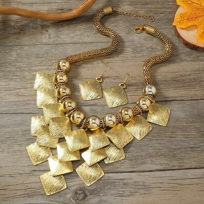 SET738 - Multi-Layered Rhombus Necklace Set
