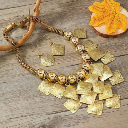 SET738 - Multi-Layered Rhombus Necklace Set