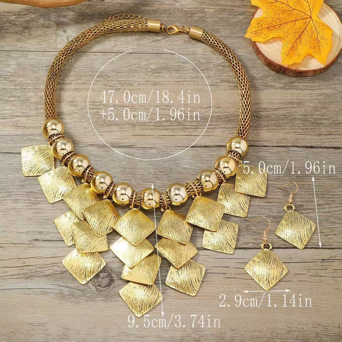 SET738 - Multi-Layered Rhombus Necklace Set
