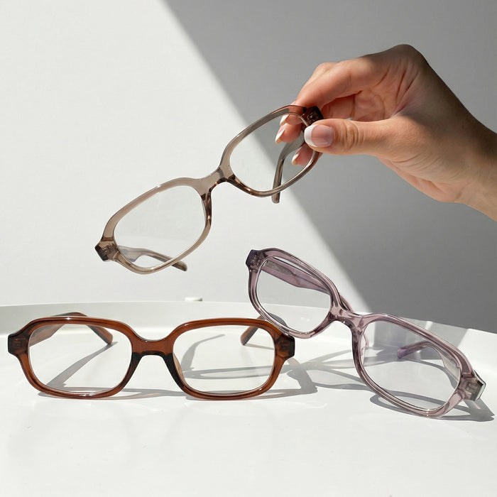 EyeCandys Side Eye blue light blocking rectangular glasses, lightweight frame for round and oval face shapes