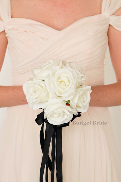 Silk Wedding Bouquet in all White - $39.50 | Boyle