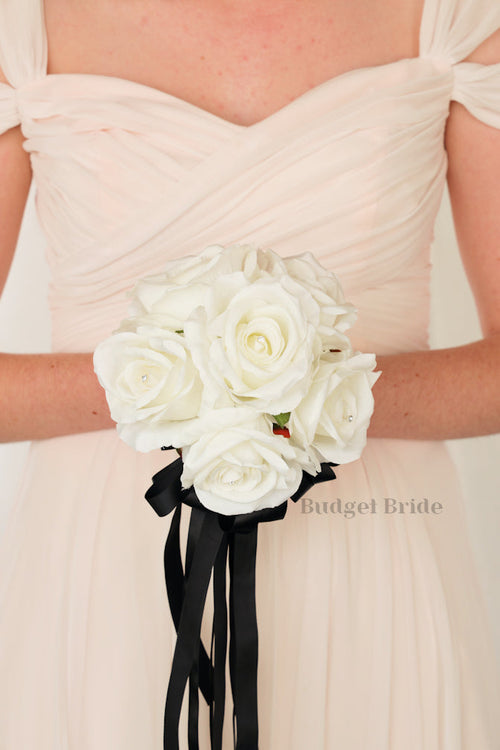 Silk Wedding Bouquet in all White - $39.50 | Boyle