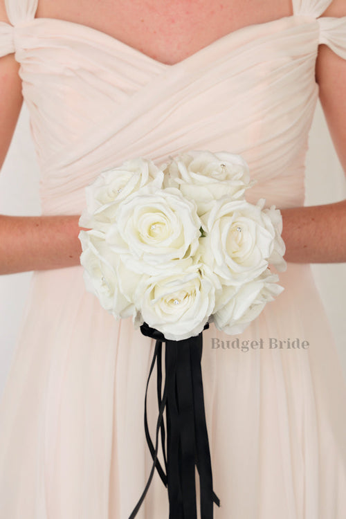 Silk Wedding Bouquet in all White - $58.50 | Boyle