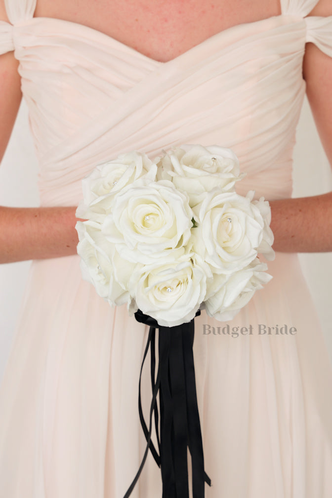 Silk Wedding Bouquet in all White - $58.50 | Boyle