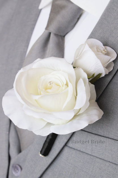 Silk Wedding Bouquet in all White - $58.50 | Boyle