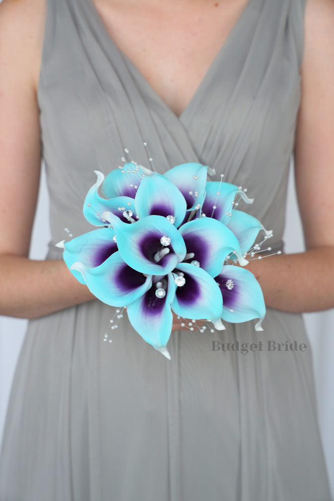 Silk Wedding Bouquet in Mermaid Calla Lilies  - $75.00 | Burt