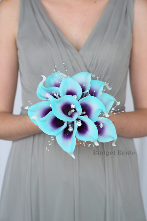 Silk Wedding Bouquet in Mermaid Calla Lilies  - $75.00 | Burt