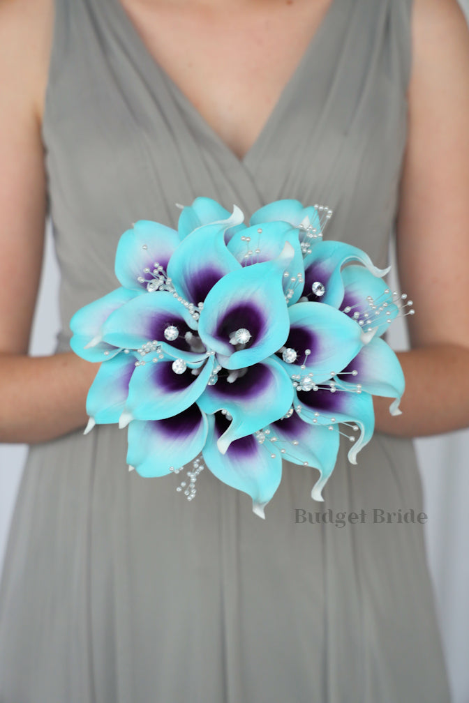 Silk Wedding Bouquet in Mermaid Calla Lilies  - $75.00 | Burt
