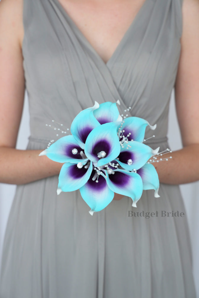 Silk Wedding Bouquet in Mermaid Calla Lilies  - $75.00 | Burt