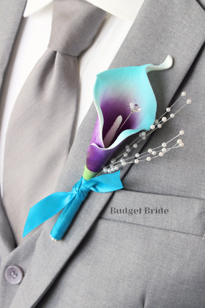 Silk Wedding Bouquet in Mermaid Calla Lilies  - $75.00 | Burt