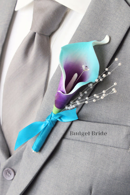 Silk Wedding Bouquet in Mermaid Calla Lilies  - $75.00 | Burt