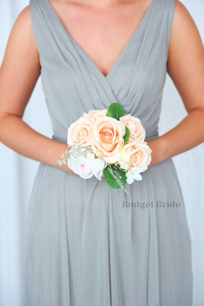 Silk Wedding Bouquet in Pink and Peach - $39.50 | Marfa Collection