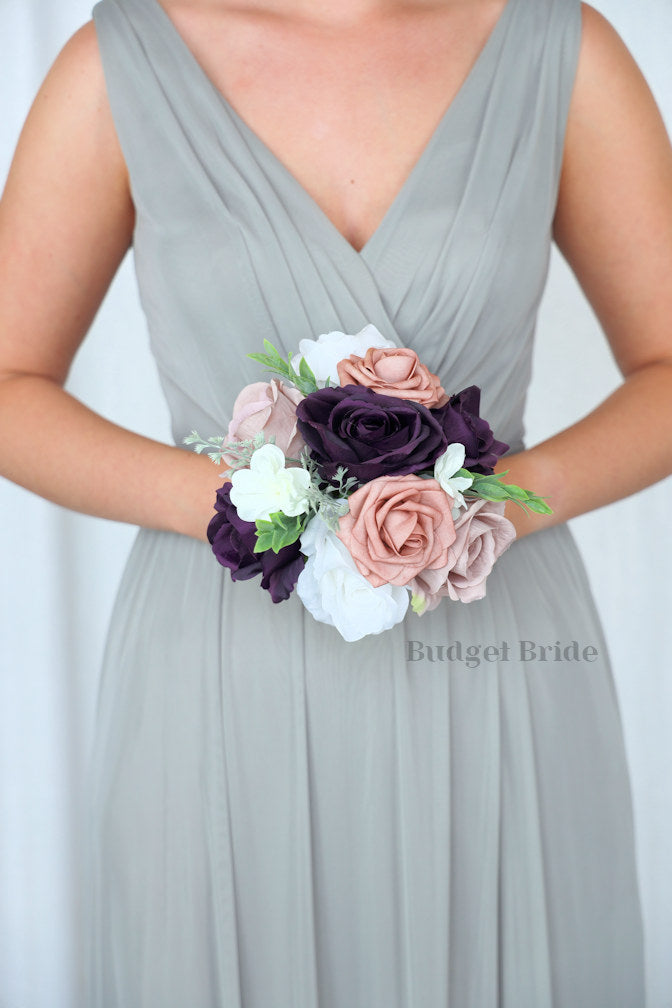 Silk Wedding Bouquet in Plum and Mauve - $39.50 | Terlingua Collection