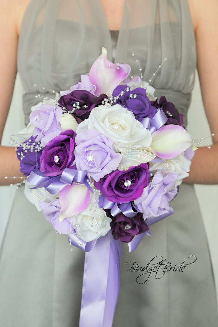 Silk Wedding Bouquet in Purple and Lavender  - $45.00 | Shay