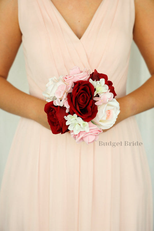Silk Wedding Bouquet in Red and Pink - $39.50 | Sombrero Collection