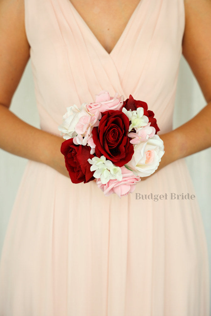 Silk Wedding Bouquet in Red and Pink - $39.50 | Sombrero Collection