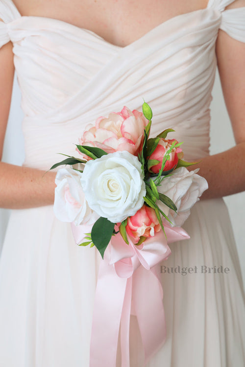 Silk Wedding Bouquet with Peonies - $39.50 | Mesquite