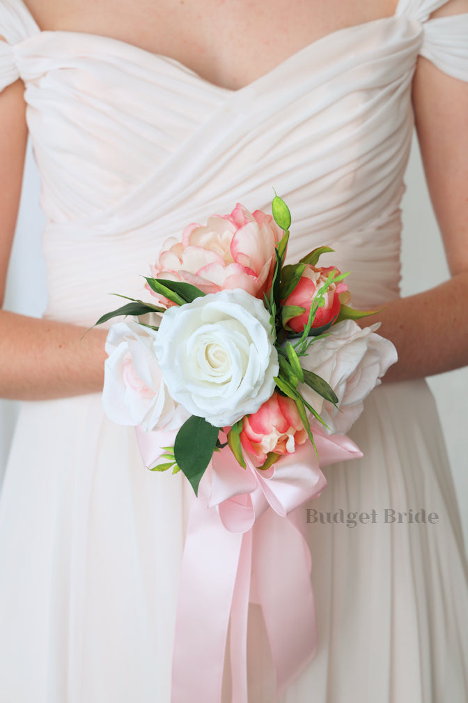 Silk Wedding Bouquet with Peonies - $39.50 | Mesquite