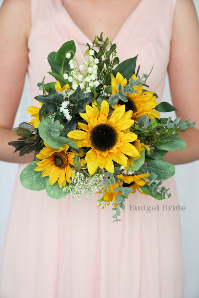 Silk Wedding Bouquet with Sunflowers - $45.00 | Sunforest