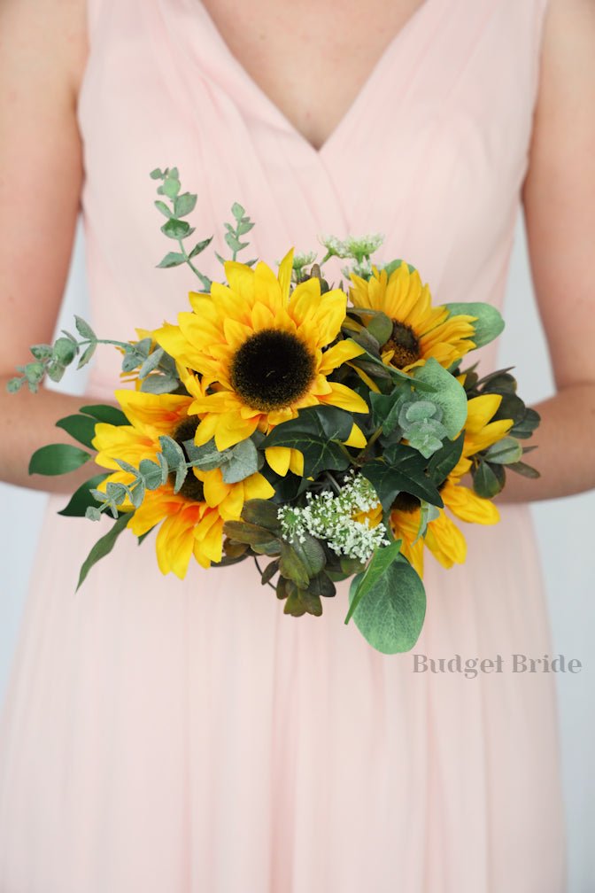 Silk Wedding Bouquet with Sunflowers - $65.00 | Sunforest