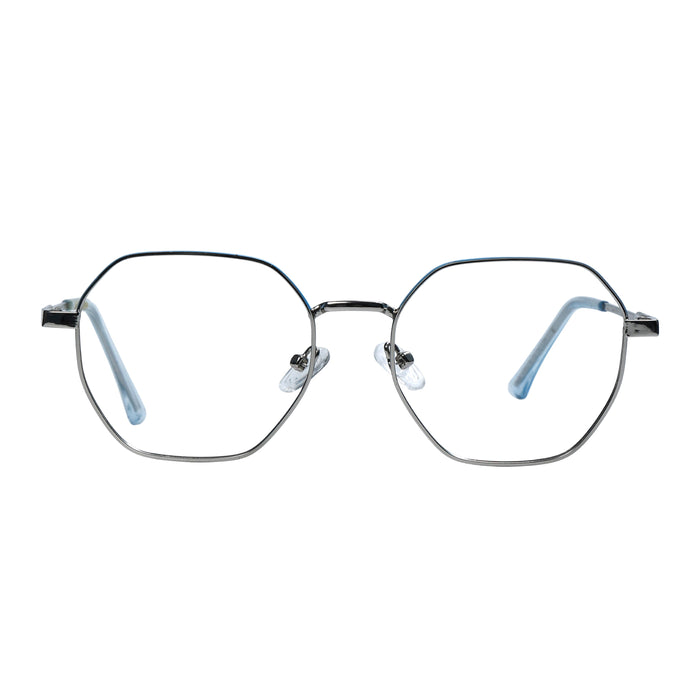 Silver & Blue Hexagon Full Rim
