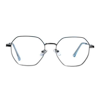 Silver & Blue Hexagon Full Rim