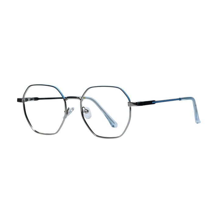 Silver & Blue Hexagon Full Rim