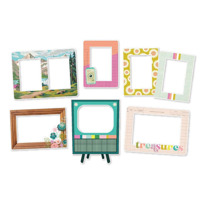 Simple Stories - Chipboard Frames - Flea Market. Embellishments can add whimsy, dimension, color and style to greeting cards, scrapbook pages, altered art, mixed media and more. Available at Embellish Away located in Bowmanville Ontario Canada.
