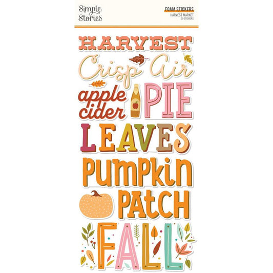 Simple Stories - Foam Stickers - 29/Pkg - Harvest Market. If you want to add a bit of dimension to your projects these foam stickers will do the job. This package is sure to add the finishing touches to your projects. Available at Embellish Away located in Bowmanville Ontario Canada.