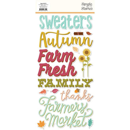 Simple Stories - Foam Stickers - 29/Pkg - Harvest Market. If you want to add a bit of dimension to your projects these foam stickers will do the job. This package is sure to add the finishing touches to your projects. Available at Embellish Away located in Bowmanville Ontario Canada.